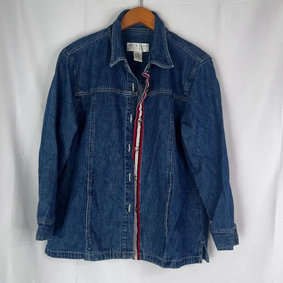Norton Studios Cotton Denim Button Front Shacket w/ Pockets Size LG - Picture 11 of 11